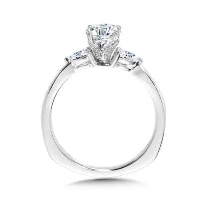 Valina 1/3 ct. tw. Pear Diamond Oval Semi-Mount Engagement Ring with European Shank in 14K White Gold front view