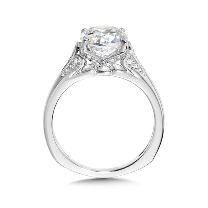 Valina 1/3 ct. tw. Diamond Round Semi-Mount Engagement Ring with European Shank in 14K White Gold front view