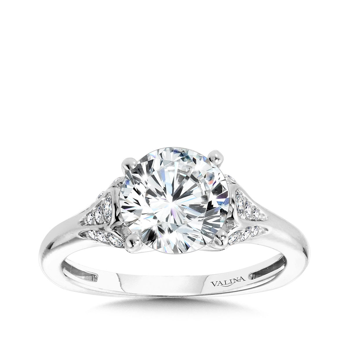 Valina 1/3 ct. tw. Diamond Round Semi-Mount Engagement Ring with European Shank in 14K White Gold