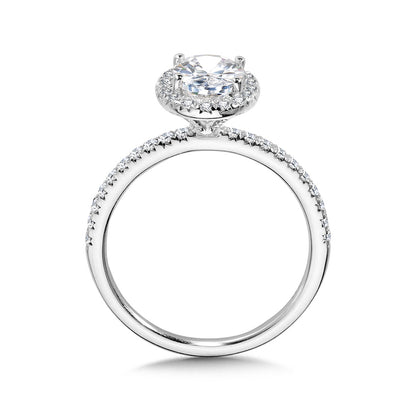 Valina 1/3 ct. tw. Diamond Halo Oval Semi-Mount Engagement Ring in 14K White Gold front view