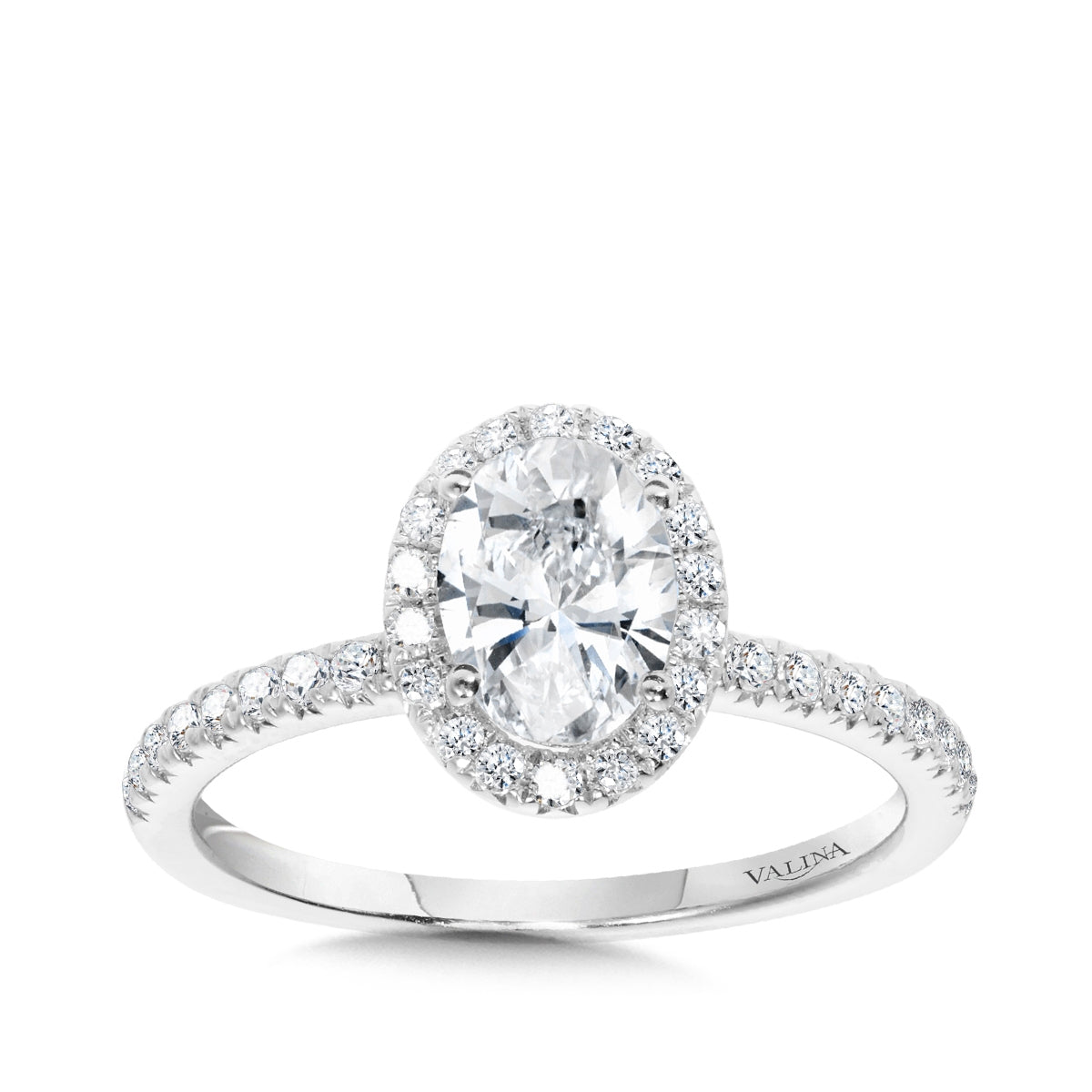Valina 1/3 ct. tw. Diamond Halo Oval Semi-Mount Engagement Ring in 14K White Gold