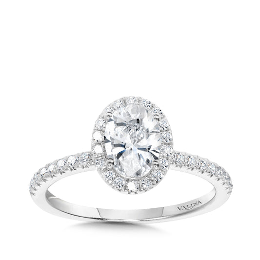 Valina 1/3 ct. tw. Diamond Halo Oval Semi-Mount Engagement Ring in 14K White Gold