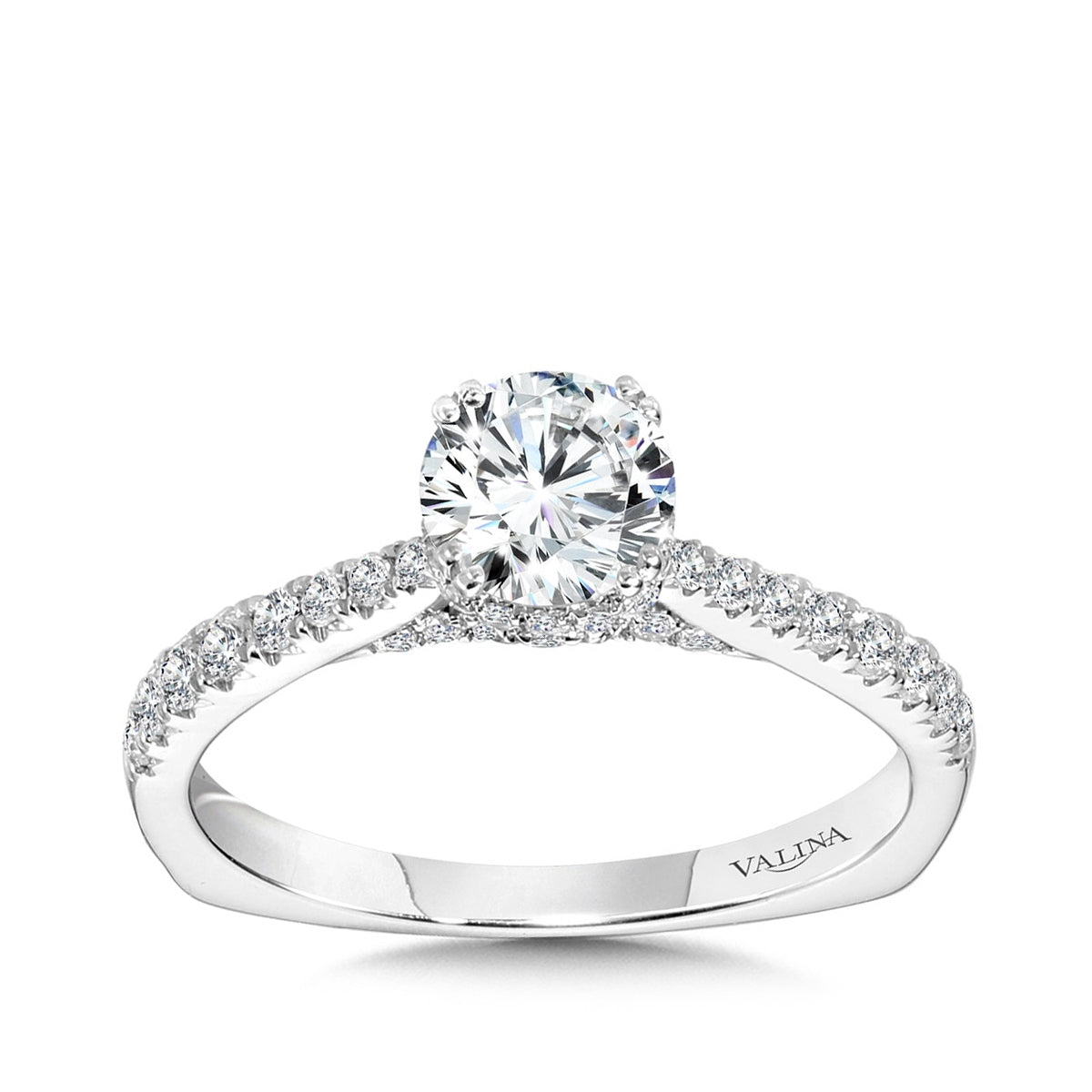 Valina 1/2 ct. tw. Diamond Hidden Halo Round Semi-Mount Engagement Ring with European Shank in 14K White Gold