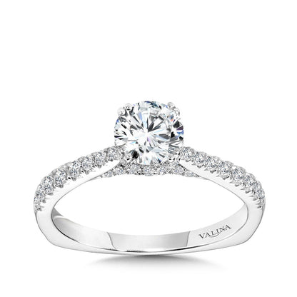 Valina 1/2 ct. tw. Diamond Hidden Halo Round Semi-Mount Engagement Ring with European Shank in 14K White Gold