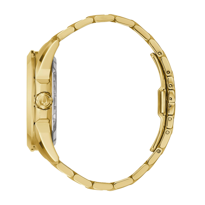 Bulova Men's Sutton Gold-Tone Stainless Steel Watch with Open Aperture Dial front view