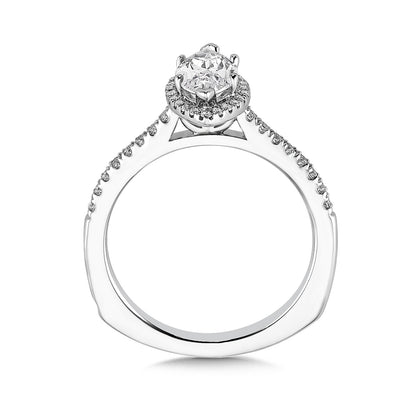 Valina 1/5 ct. tw. Diamond Halo Marquise Semi-Mount Engagement Ring with European Shank in 14K White Gold front view