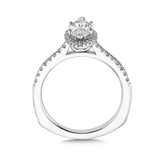Valina 1/5 ct. tw. Diamond Halo Marquise Semi-Mount Engagement Ring with European Shank in 14K White Gold front view