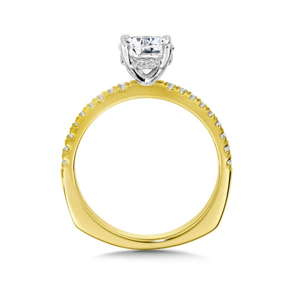 Valina 1/4 ct. tw. Diamond Hidden Halo Round Semi-Mount Engagement Ring with European Shank in 14K Yellow Gold front view