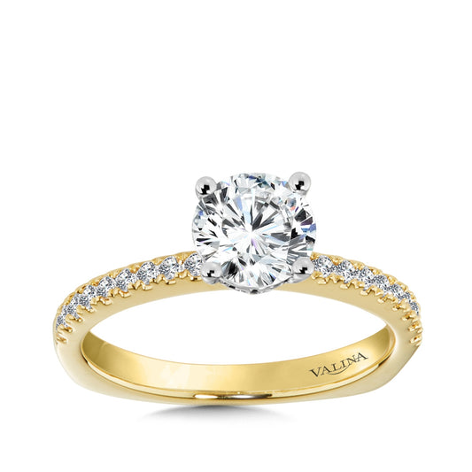 Valina 1/4 ct. tw. Diamond Hidden Halo Round Semi-Mount Engagement Ring with European Shank in 14K Yellow Gold