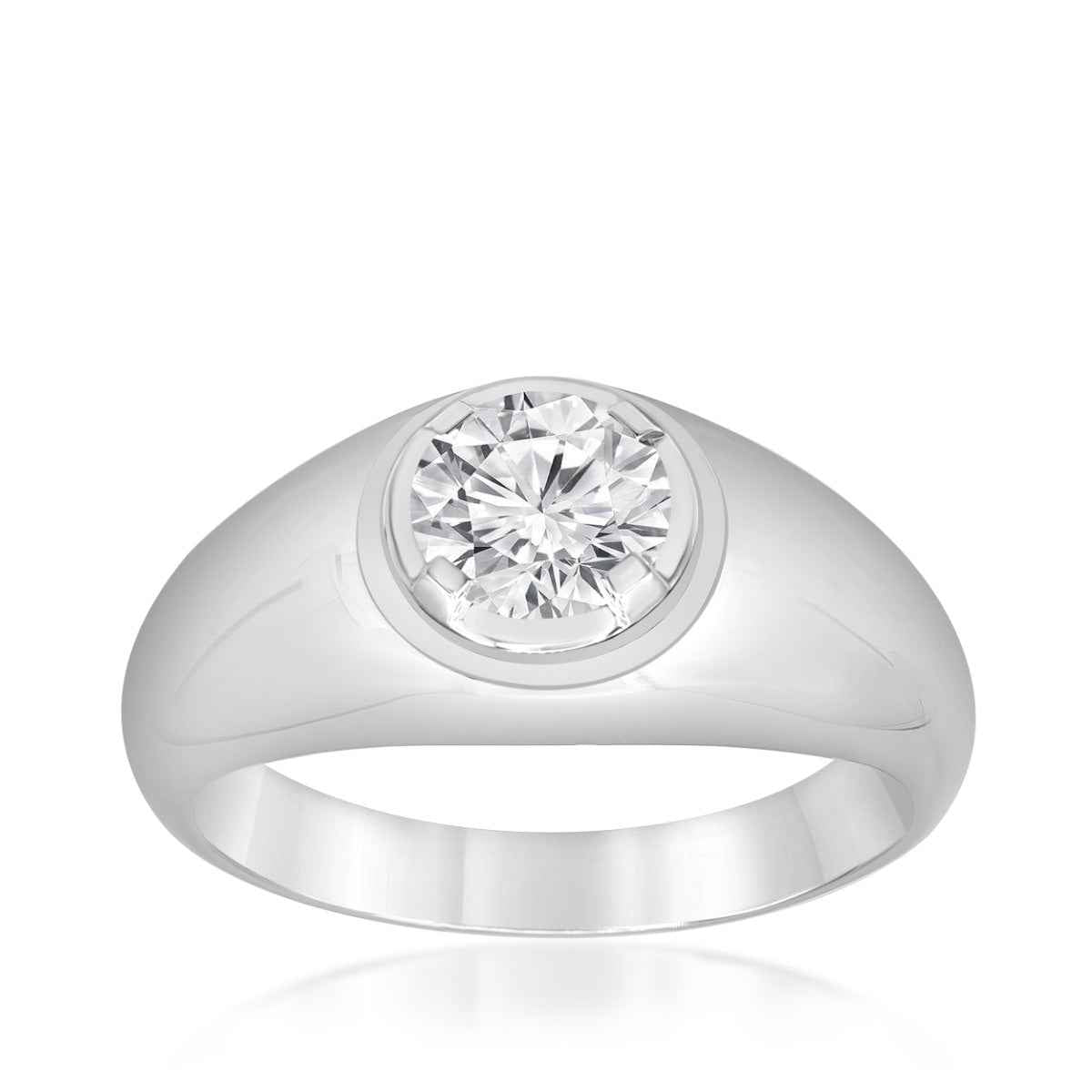 Adamante 1 ct. tw. Men's Lab-Grown Round Brilliant Diamond Ring in 14K White Gold