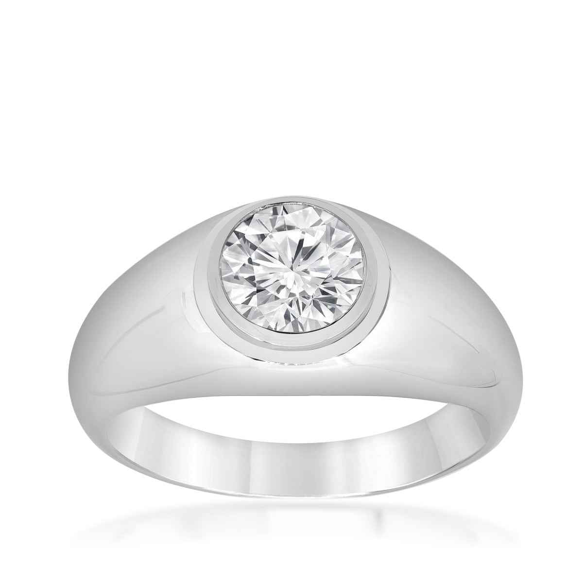 Adamante 2 ct. tw. Men's Lab-Grown Round Brilliant Diamond Ring in 14K White Gold