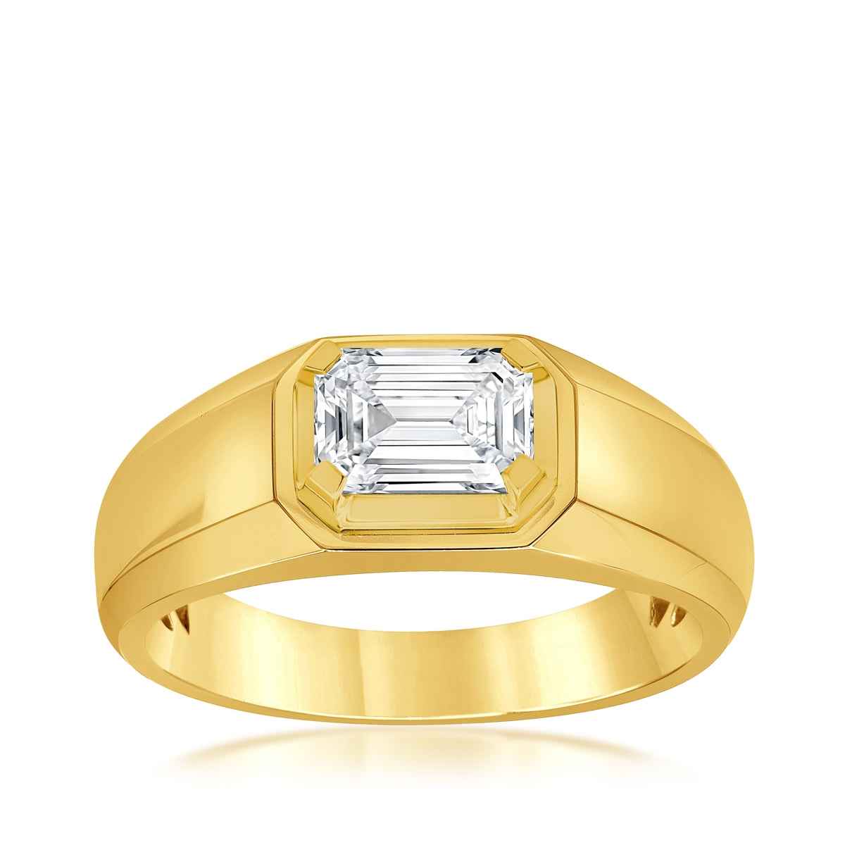 Adamante 1 ct. tw. Men's Lab-Grown Emerald Cut Diamond Ring in 14K Yellow Gold