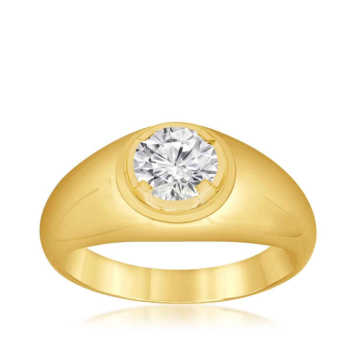 Adamante 1 ct. tw. Men's Lab-Grown Round Brilliant Diamond Ring in 14K Yellow Gold