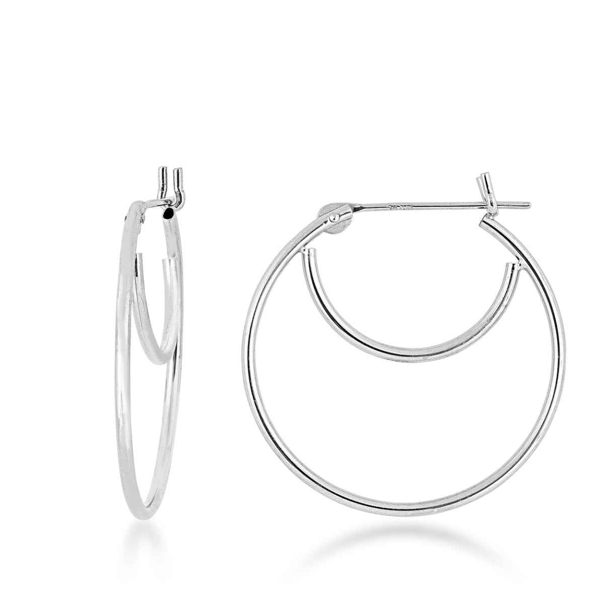 22mm Hoop with Half Hoop Earrings in 14K White Gold