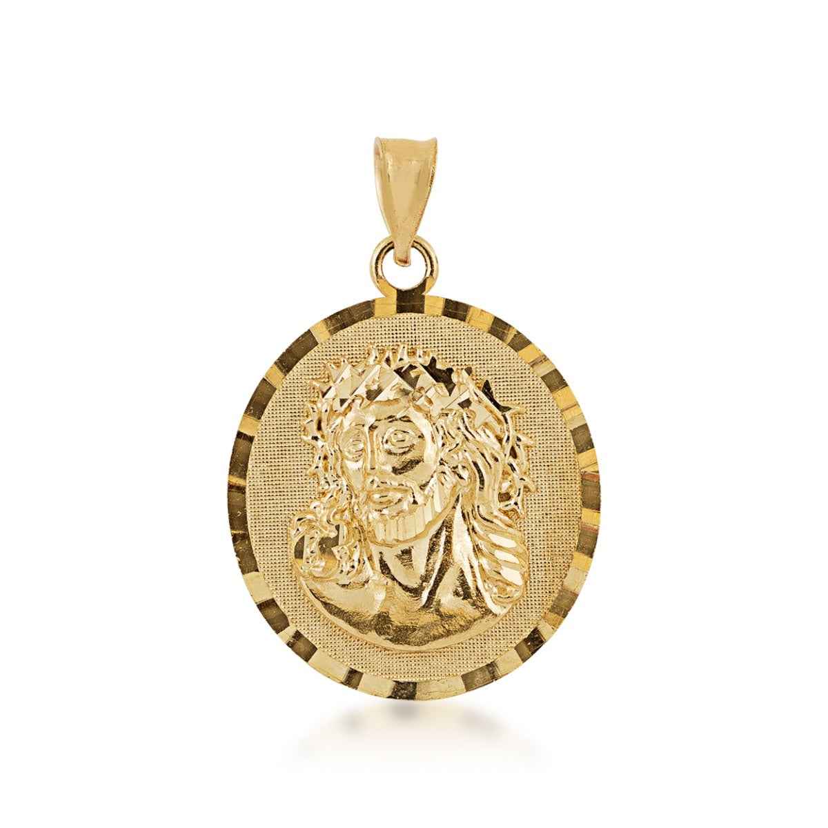 Polished Jesus Medal Pendant in 10K Yellow Gold