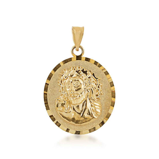 Polished Jesus Medal Pendant in 10K Yellow Gold