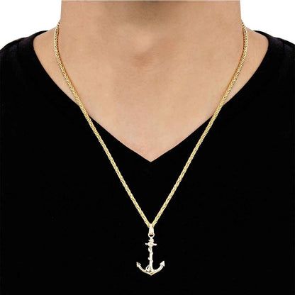 Anchor & Rope Pendant in 10K Yellow Gold front view