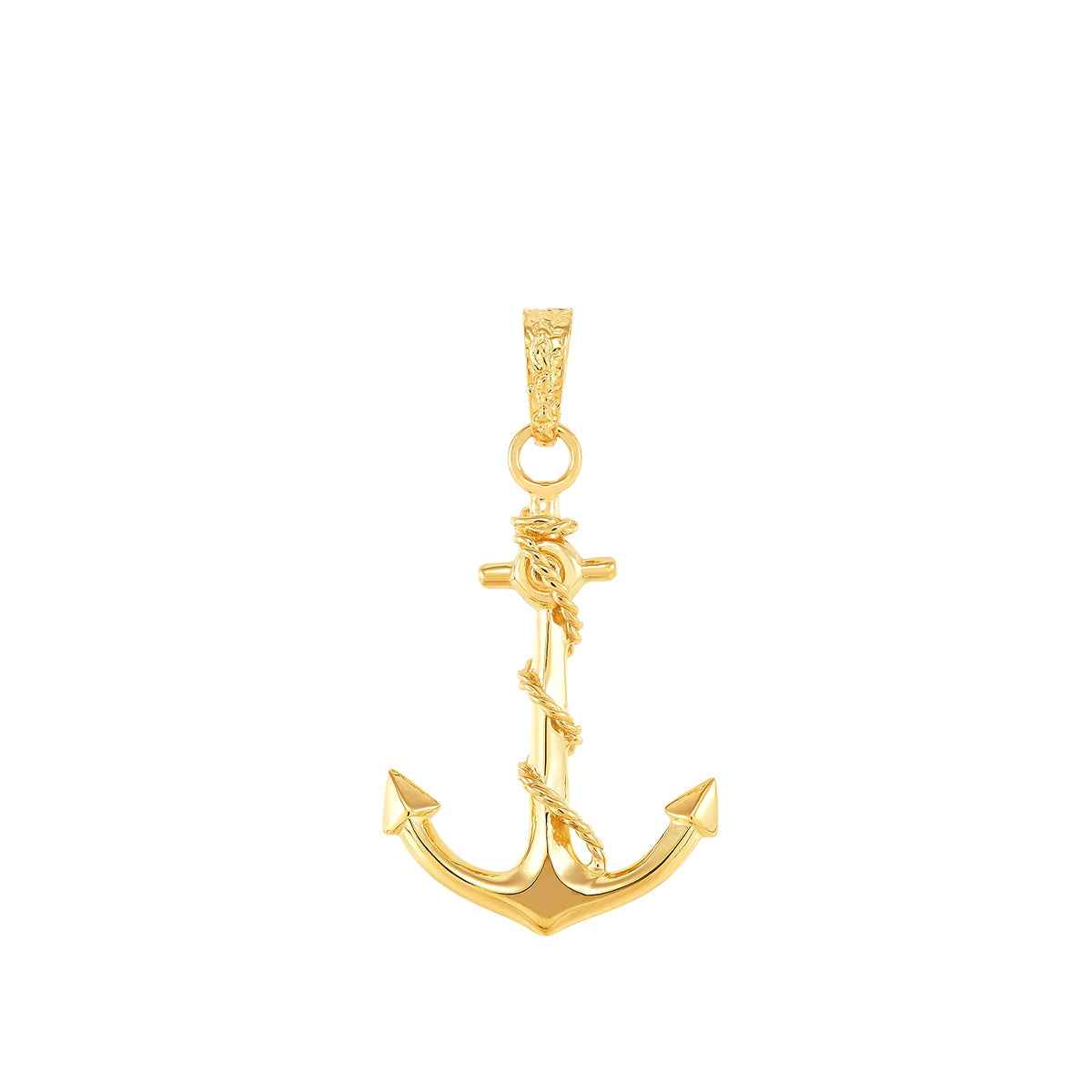 Anchor & Rope Pendant in 10K Yellow Gold