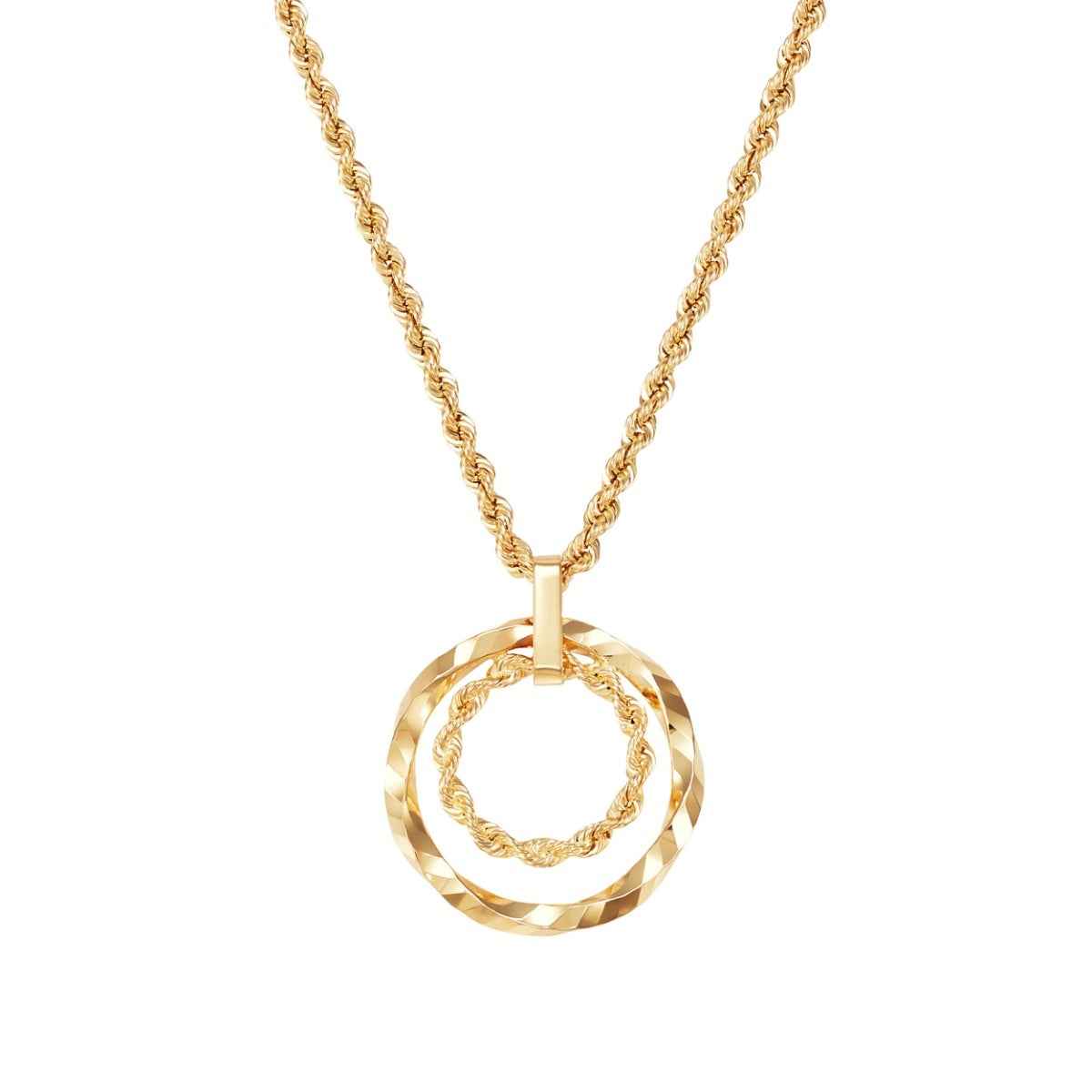 Double Circle Twist Pendant in 10K Yellow Gold