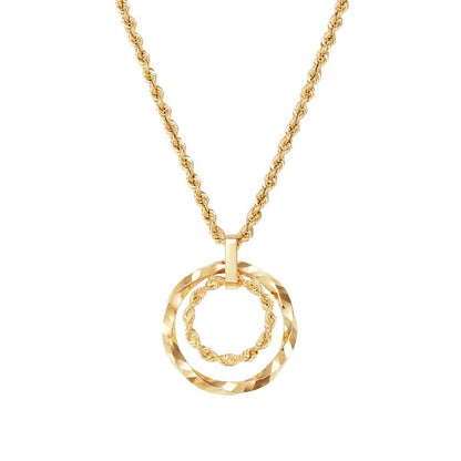 Double Circle Twist Pendant in 10K Yellow Gold