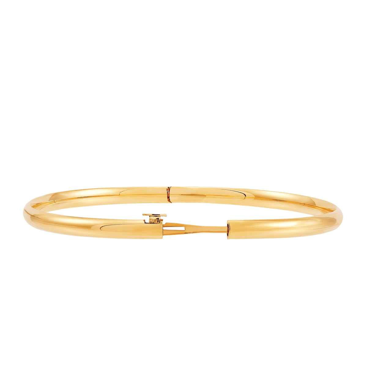 Hinged Bangle Bracelet in Polished 14K Yellow Gold front view