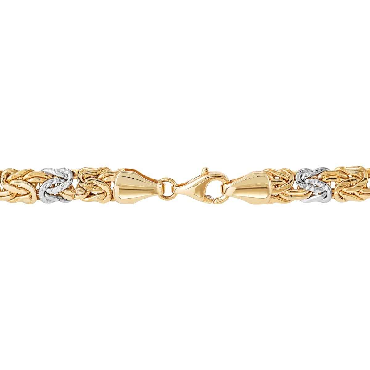 Byzantine Chain Bracelet in 10K Yellow & White Gold close-up detail