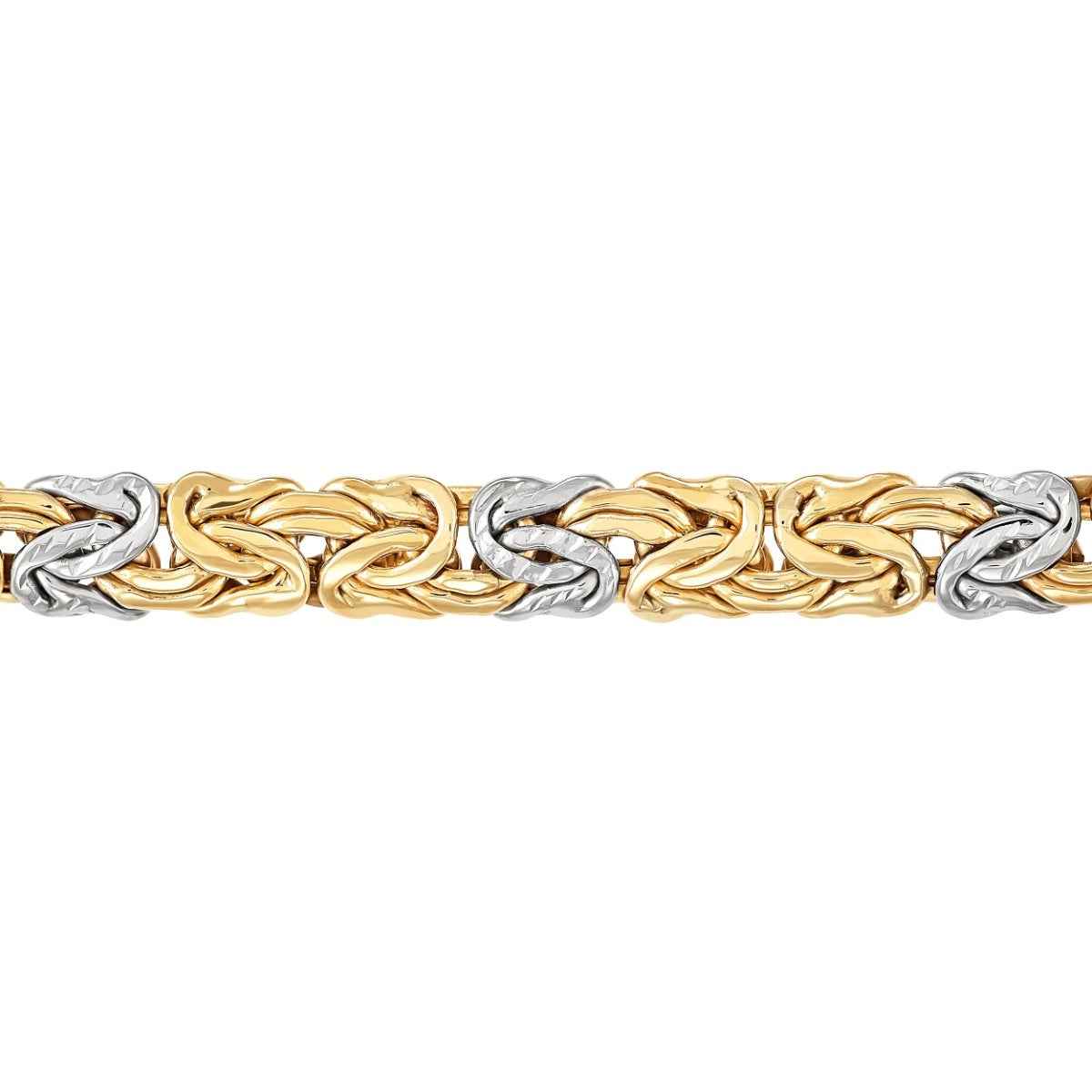 Byzantine Chain Bracelet in 10K Yellow & White Gold front view