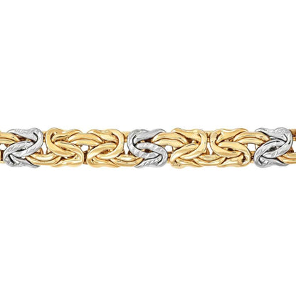 Byzantine Chain Bracelet in 10K Yellow & White Gold front view