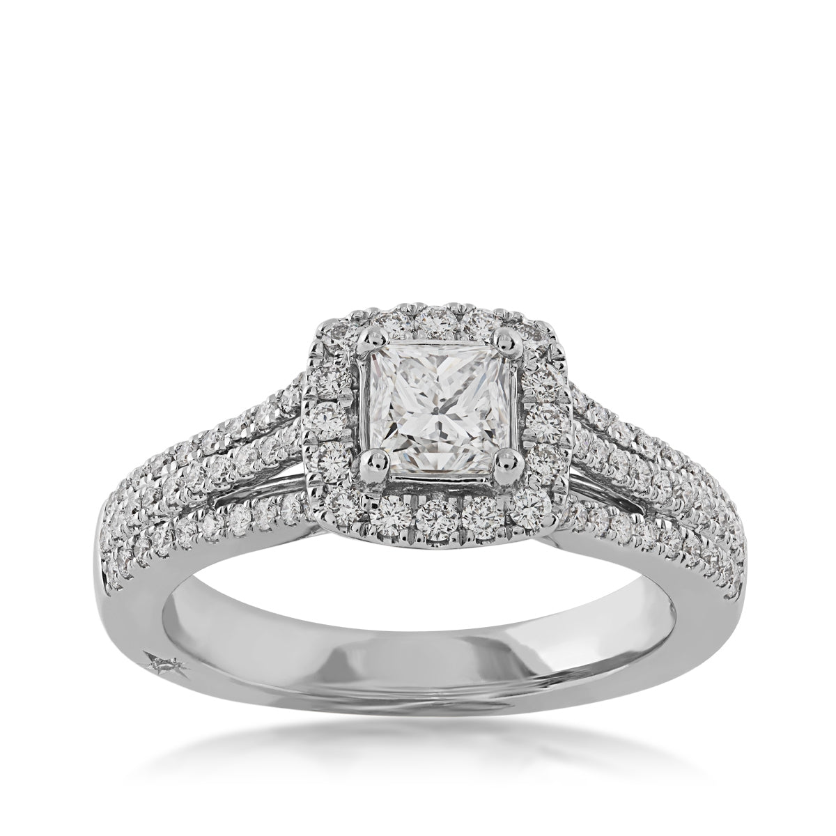 Amaura 1-1/5 ct. tw. Princess Cut Diamond Halo Engagement Ring in 18K White Gold