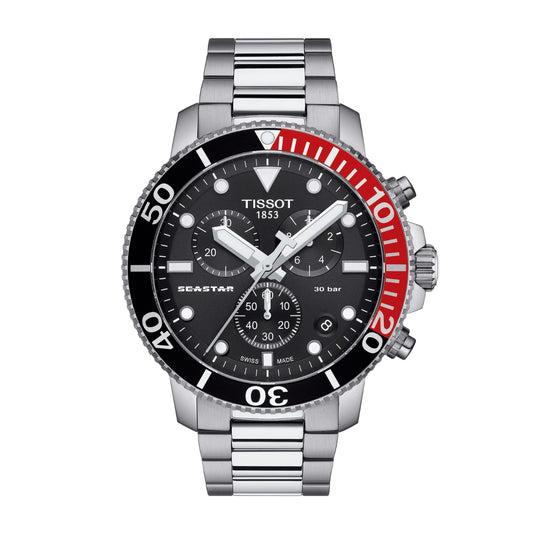 Tissot Men's Seastar 1000 Stainless Steel Watch with Black Dial