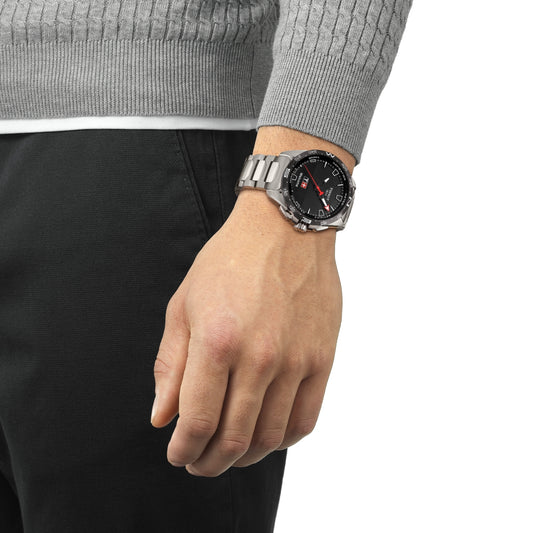 Tissot Men's T-Touch Connect Solar Titanium Watch with Black Dial front view