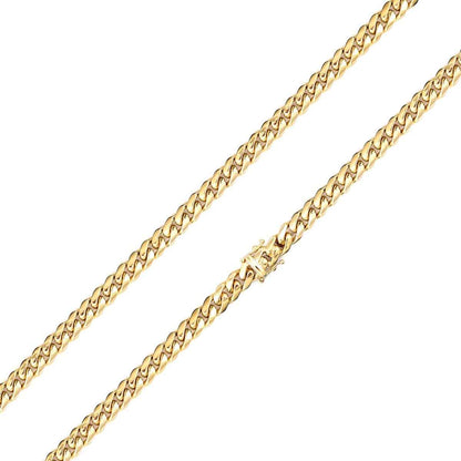 5mm 24-inch Solid Miami Cuban Chain Necklace in 10K Yellow Gold front view