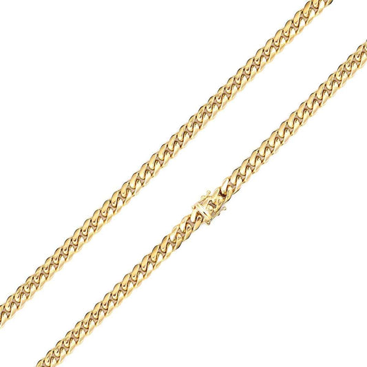 5mm 24-inch Solid Miami Cuban Chain Necklace in 10K Yellow Gold front view