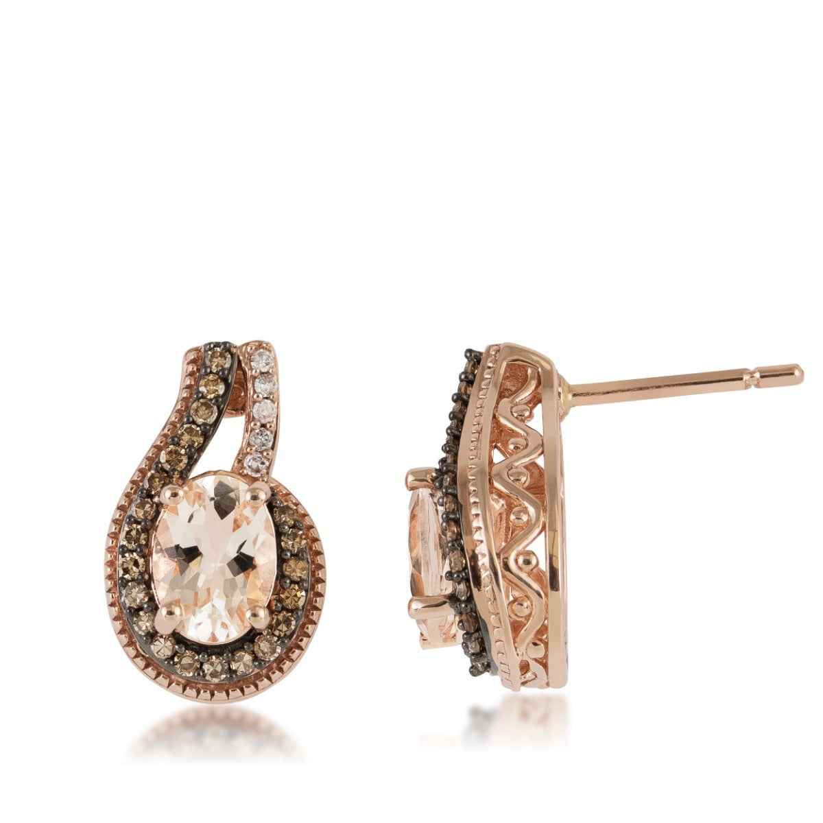 Morganite and Mocha Diamond 1/4 ct. tw. Earrings in 10K Pink Gold
