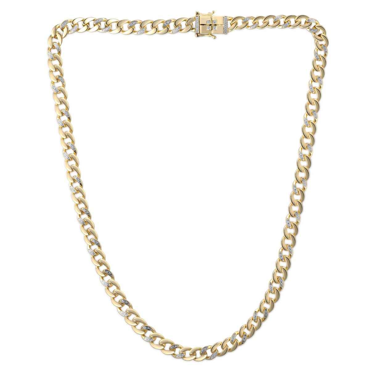 3/8 ct. tw. 22-inch Diamond Cuban Chain Necklace in 10K Yellow Gold front view