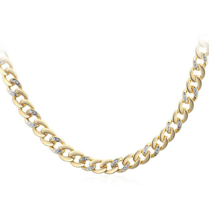 3/8 ct. tw. 22-inch Diamond Cuban Chain Necklace in 10K Yellow Gold close-up detail