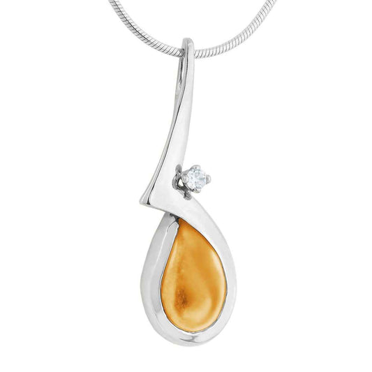 Ladies' Elk Ivory Necklace with CZ Accent in 14K White Gold with CZ - I420227CZW Andes