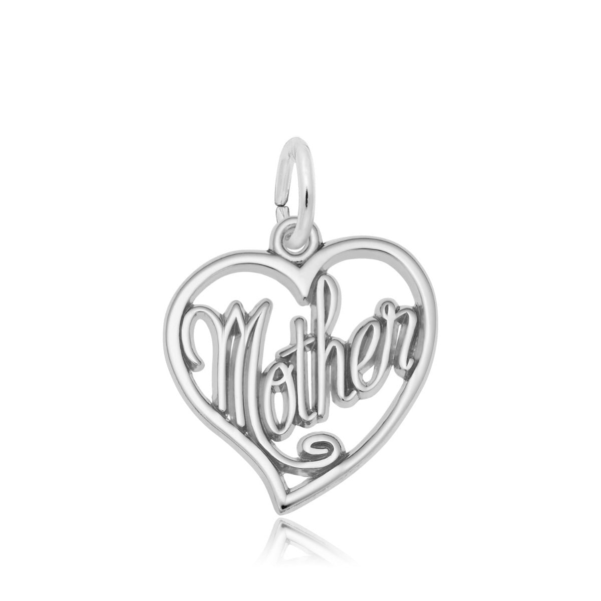 Mother Open Heart Charm in Sterling Silver