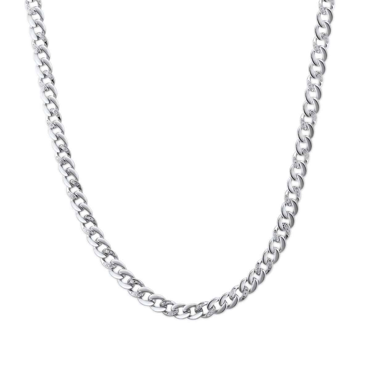 3/8 ct. tw. 22-inch Diamond Cuban Chain Necklace in Sterling Silver