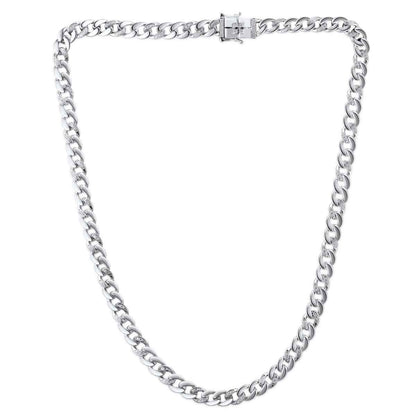 3/8 ct. tw. 22-inch Diamond Cuban Chain Necklace in Sterling Silver front view