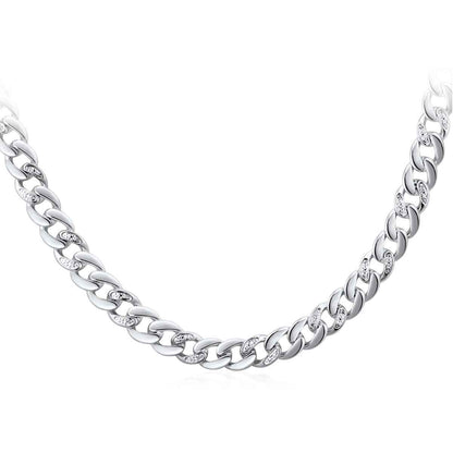3/8 ct. tw. 22-inch Diamond Cuban Chain Necklace in Sterling Silver close-up detail