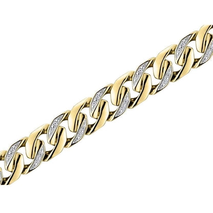 1/6 ct. tw. Diamond Cuban Link Bracelet in 10K Yellow Gold front view
