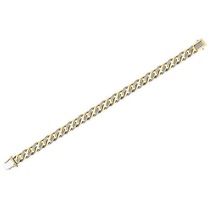 1/6 ct. tw. Diamond Cuban Link Bracelet in 10K Yellow Gold close-up detail