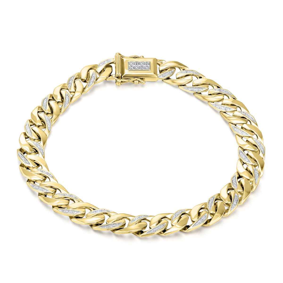 1/6 ct. tw. Diamond Cuban Link Bracelet in 10K Yellow Gold