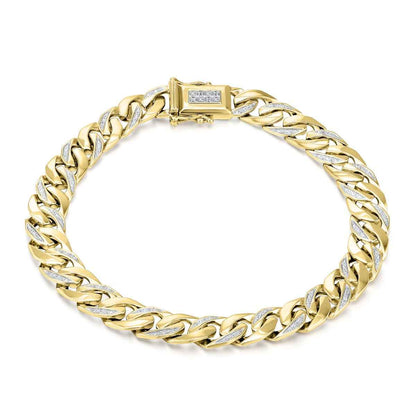 1/6 ct. tw. Diamond Cuban Link Bracelet in 10K Yellow Gold