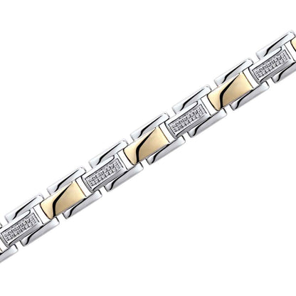 3/8 ct. tw. Diamond Link Bracelet in 10K Yellow Gold and Sterling Silver close-up detail