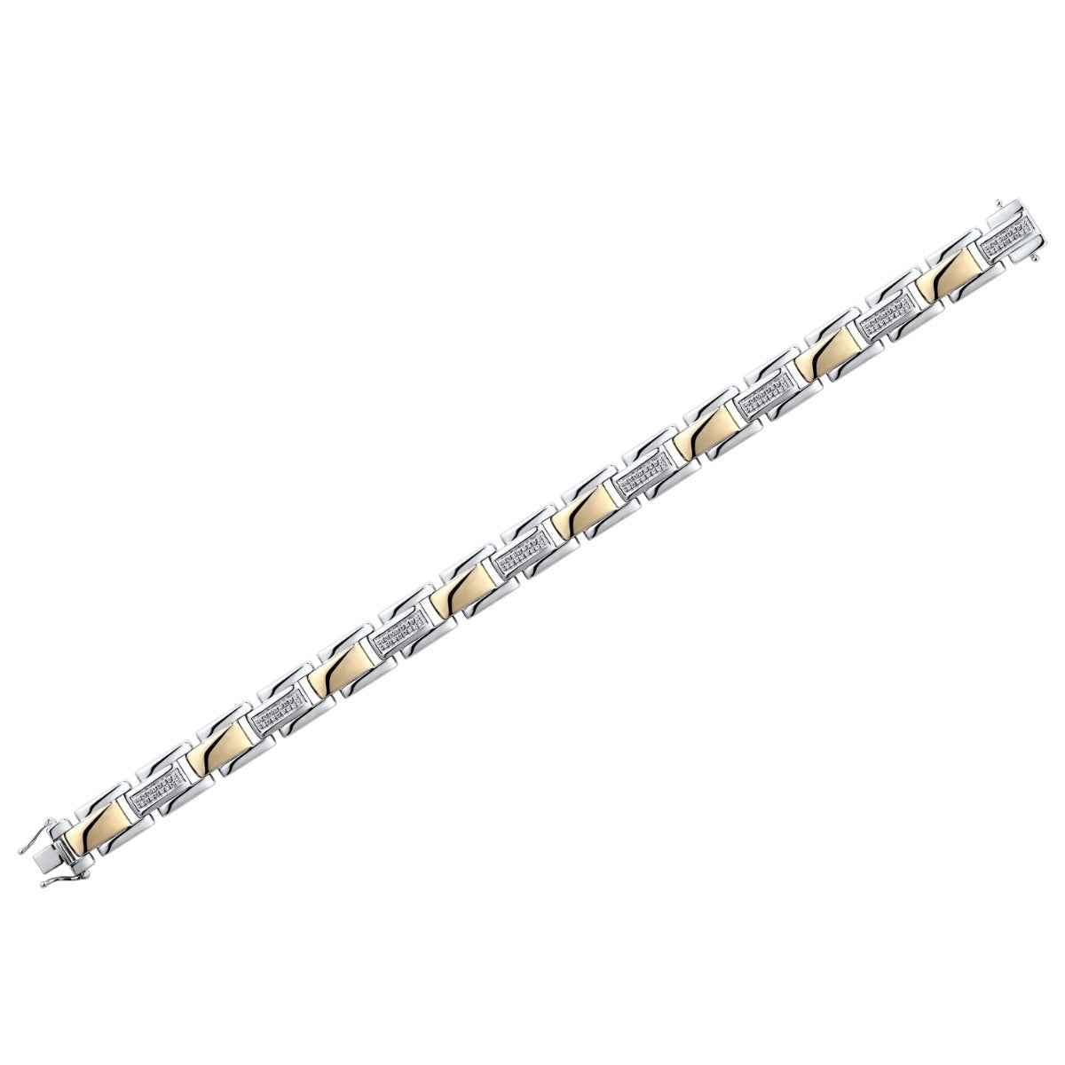 3/8 ct. tw. Diamond Link Bracelet in 10K Yellow Gold and Sterling Silver front view