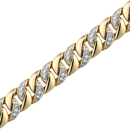 1/2 ct. tw. Diamond 8.5-inch Miami Cuban Chain Bracelet in 10K Yellow Gold front view