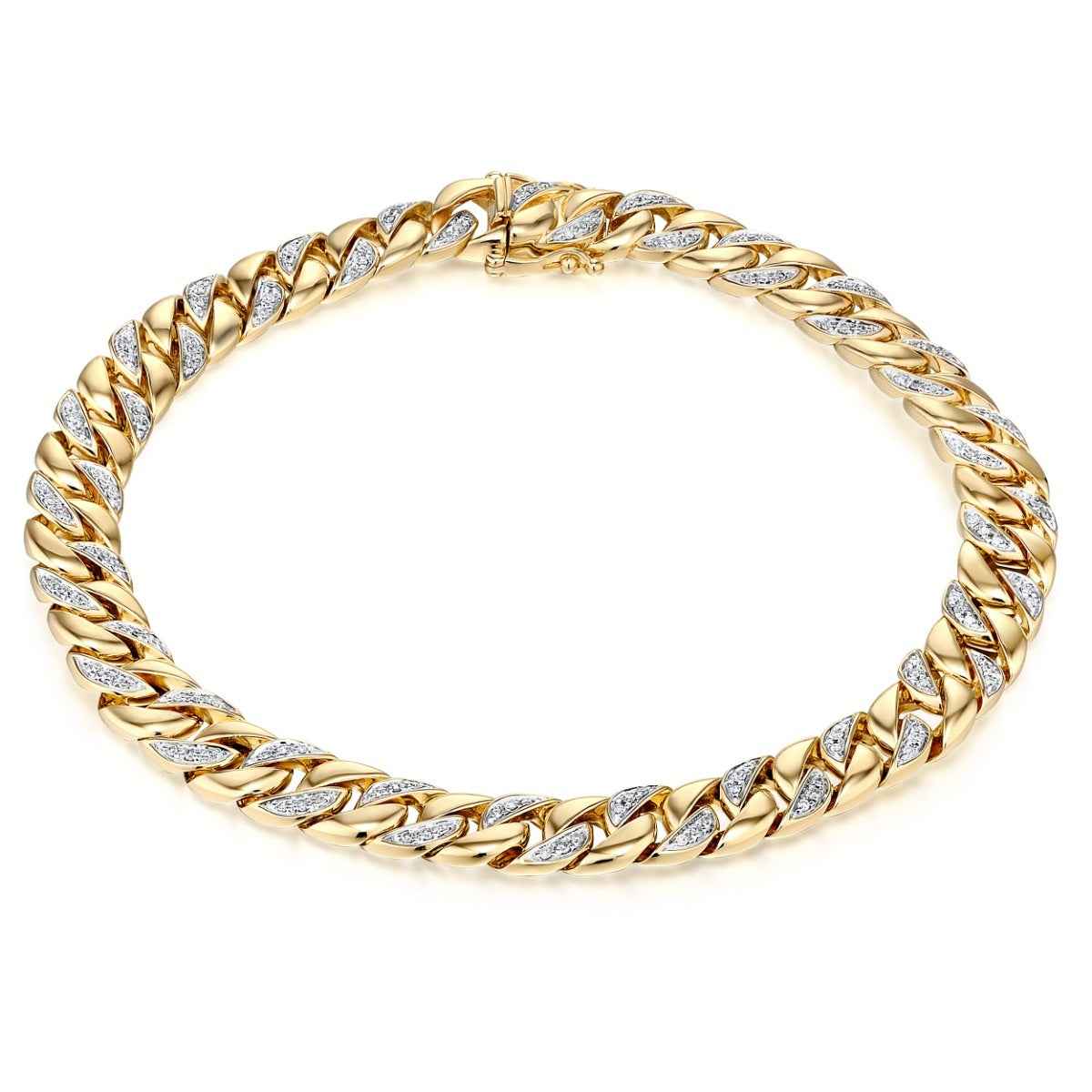 1/2 ct. tw. Diamond 8.5-inch Miami Cuban Chain Bracelet in 10K Yellow Gold