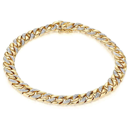 1/2 ct. tw. Diamond 8.5-inch Miami Cuban Chain Bracelet in 10K Yellow Gold
